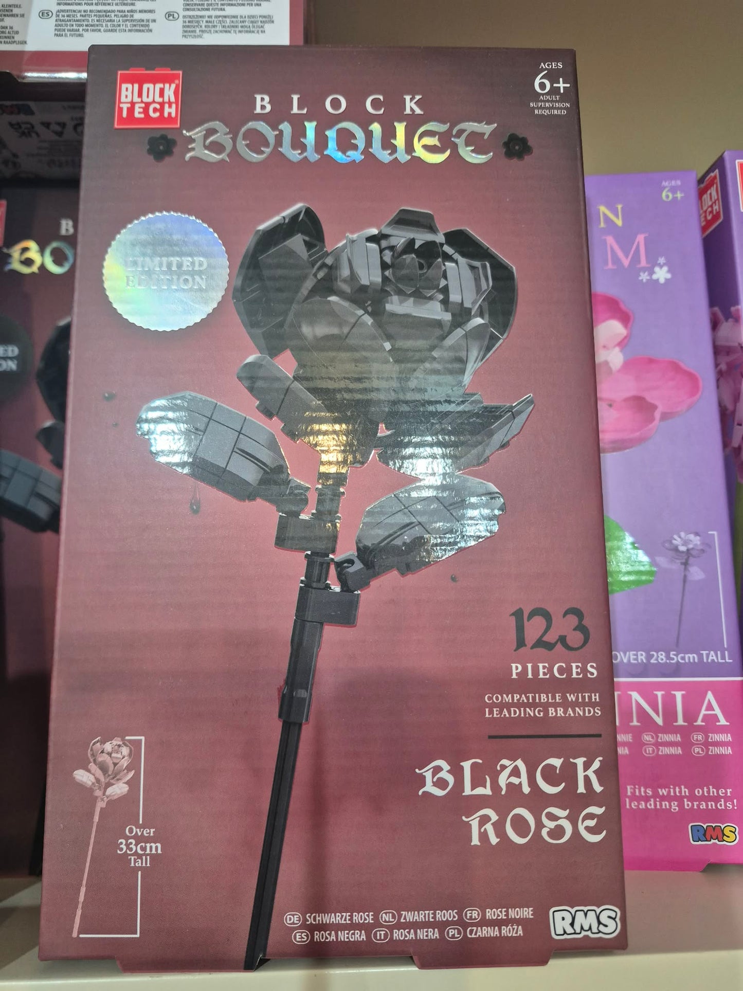 Block Tech Black Rose Building Set | 123 Piece Bouquet Kit