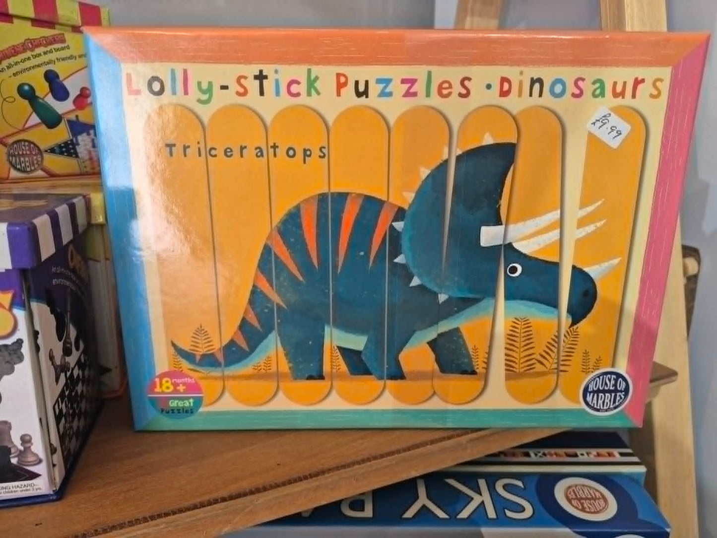 Lolly Stick Puzzles Dinosaurs Triceratops | Wooden Toddler Puzzle