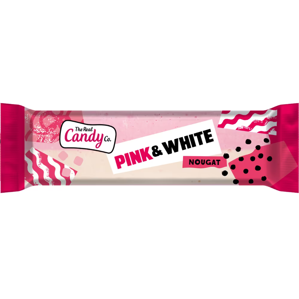 The Real Candy Co. Pink & White Nougat Bars | Classic Chewy Nougat