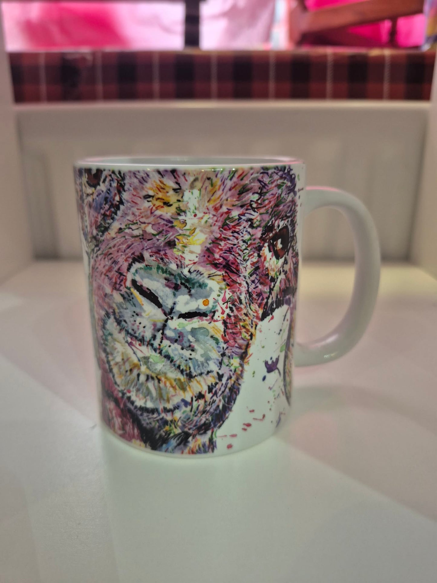 Goat Ceramic Mug – Colorful Watercolor Animal Coffee Cup