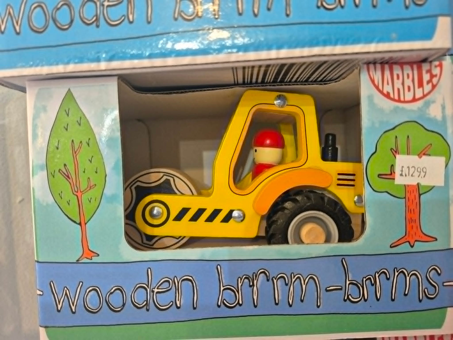 Wooden Road Roller Toy | Wooden Brrm-Brrms Construction Vehicle