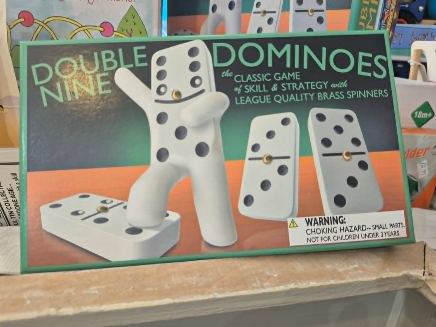 Double Nine Dominoes Set | Classic Strategy Game with Brass Spinners