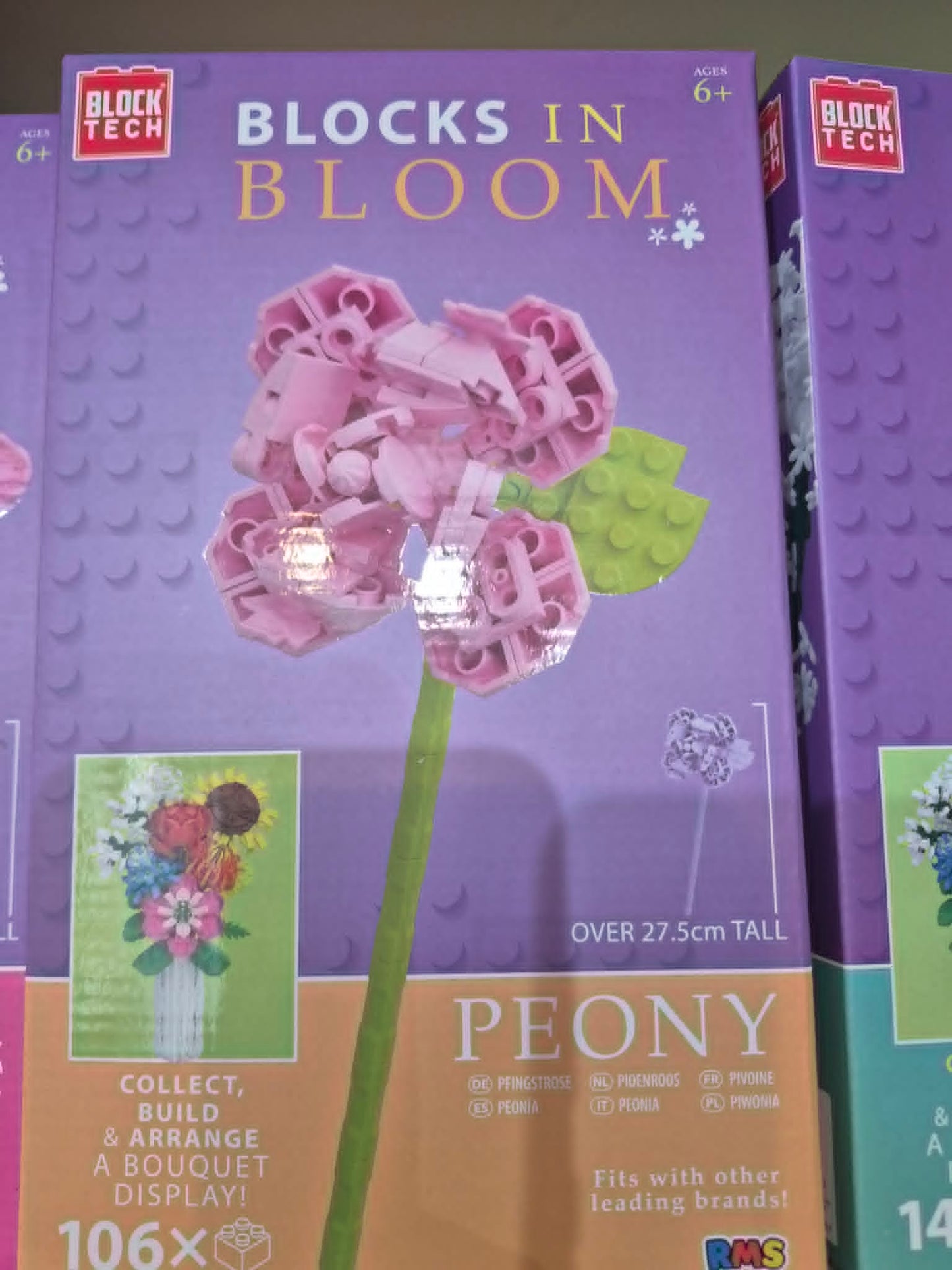 Block Tech Peony Building Set | Blocks in Bloom Flower Kit