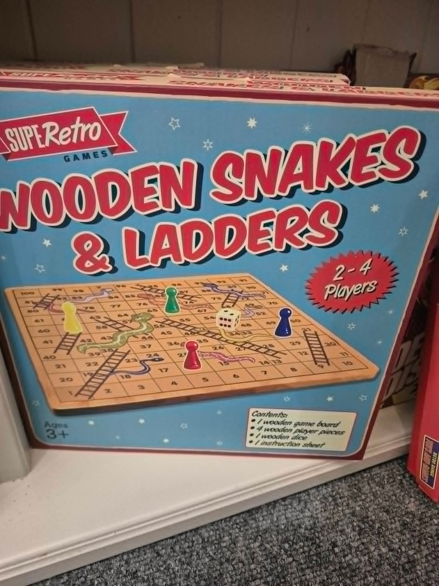 Wooden Snakes & Ladders Game | Retro Family Board Game for Kids