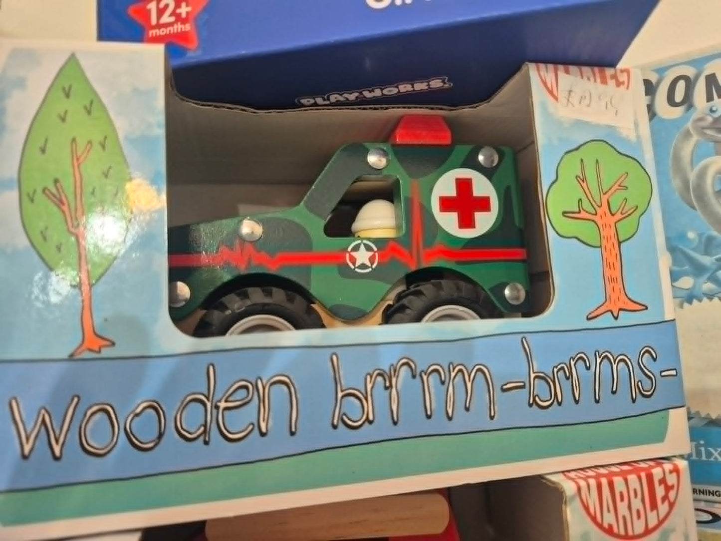 Wooden Ambulance Toy | Wooden Brrm-Brrms Vehicle for Toddlers
