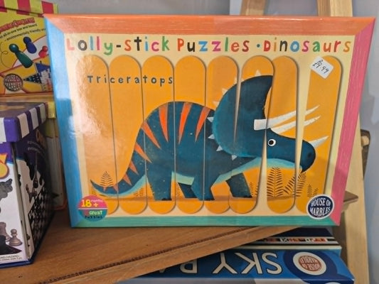 Lolly Stick Puzzles Dinosaurs Triceratops | Wooden Toddler Puzzle