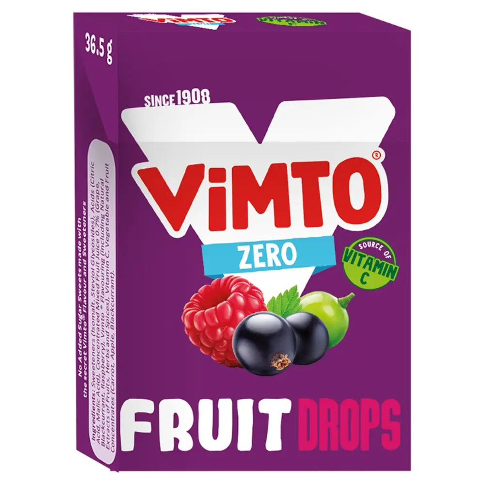Vimto Zero Fruit Drops 36.5g | Sugar Free Fruity Boiled Sweets