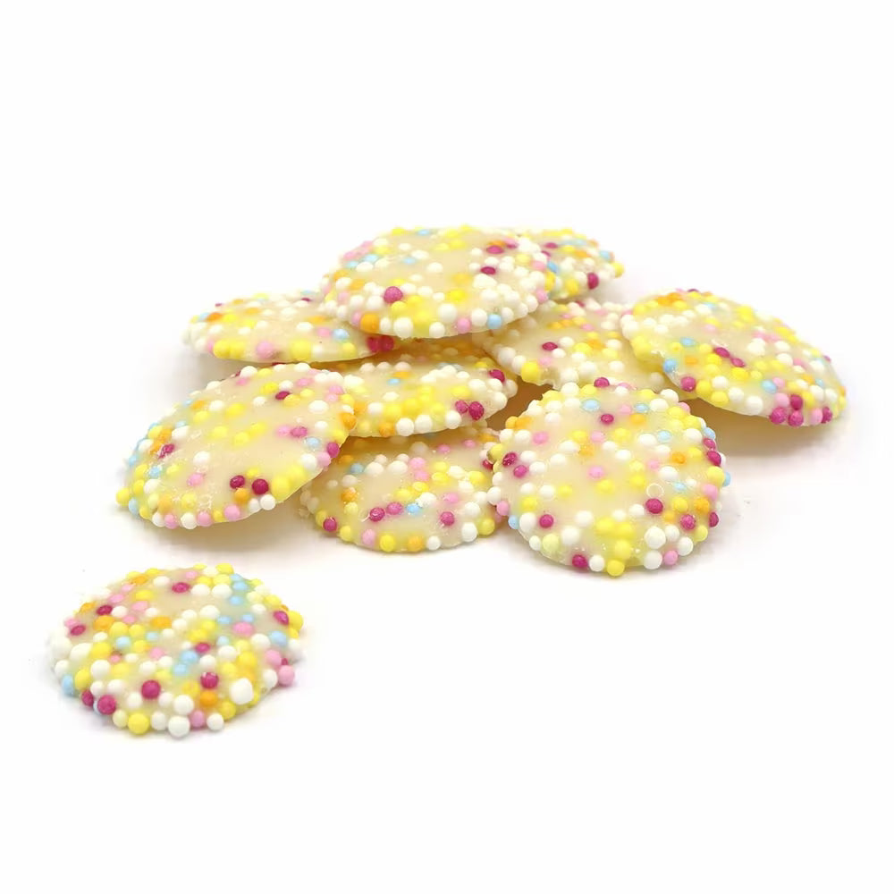 Hannah’s Snowies | White Chocolate Buttons with Sprinkles