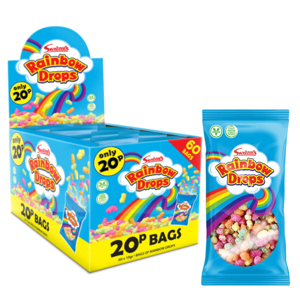 Swizzels Rainbow Drops 10g Bag | Light & Colourful Puffed Candy