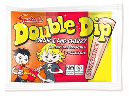 Swizzels Double Dip | Orange & Cherry Fizz Dip with Swizzel Stick
