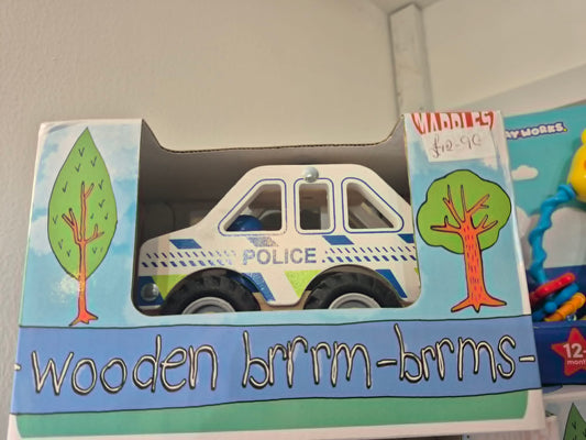 Wooden Police Car Toy | Wooden Brrm-Brrms Emergency Vehicle