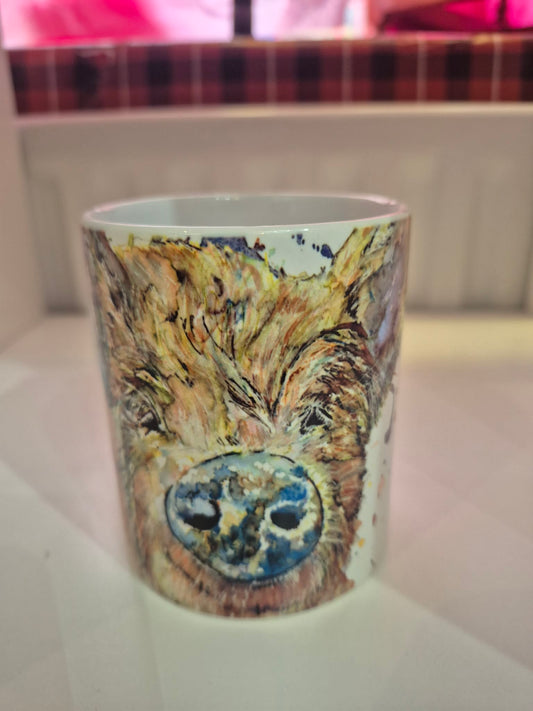 Pig Ceramic Mug – Watercolor Pig Coffee Cup
